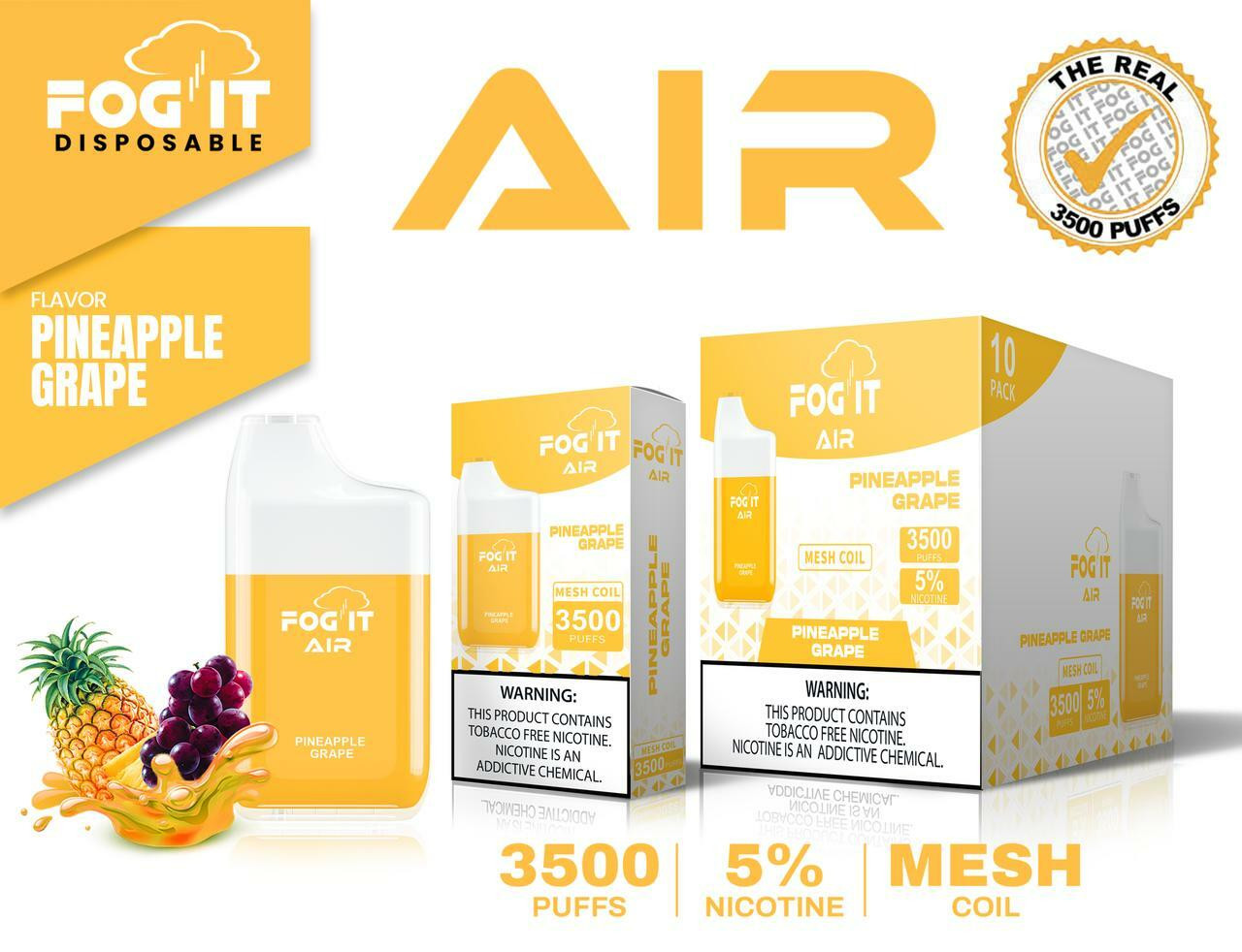 Fog It Air 10ml 3500 Puffs – Pineapple Grape